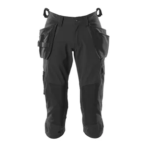¾-housut riipputaskuilla Ultimate stretch, kevyt, musta